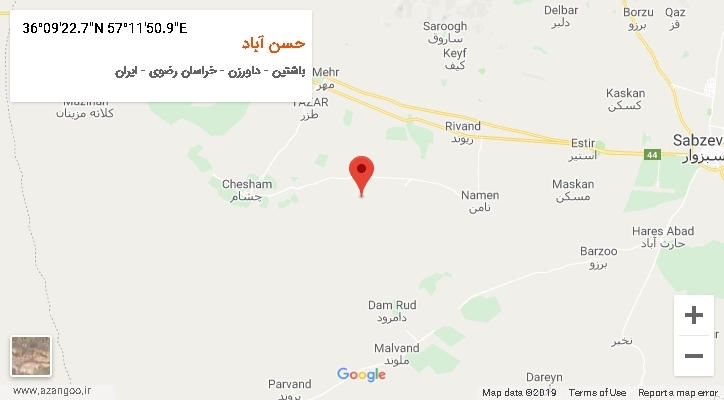 روستای حسن آباد بر روی نقشه