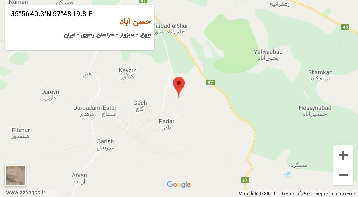 روستای حسن آباد بر روی نقشه