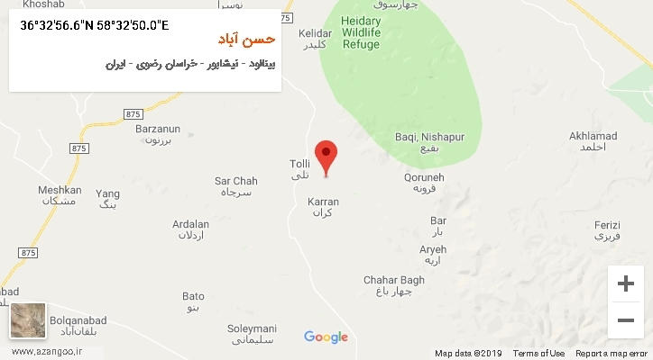 روستای حسن آباد بر روی نقشه