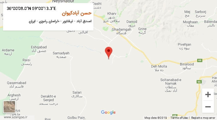 روستای حسن آبادکیوان بر روی نقشه