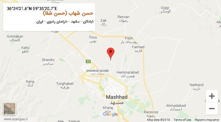 روستای حسن شهاب (حسن شقا) بر روی نقشه