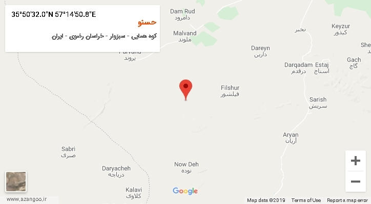 روستای حسنو بر روی نقشه
