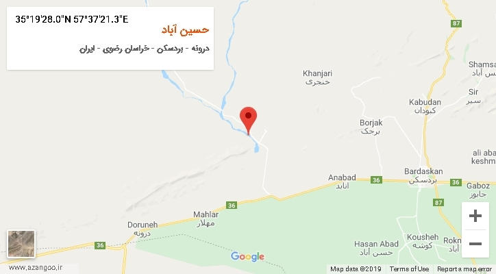روستای حسین آباد بر روی نقشه