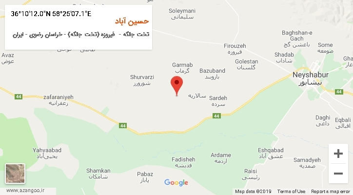 روستای حسین آباد بر روی نقشه