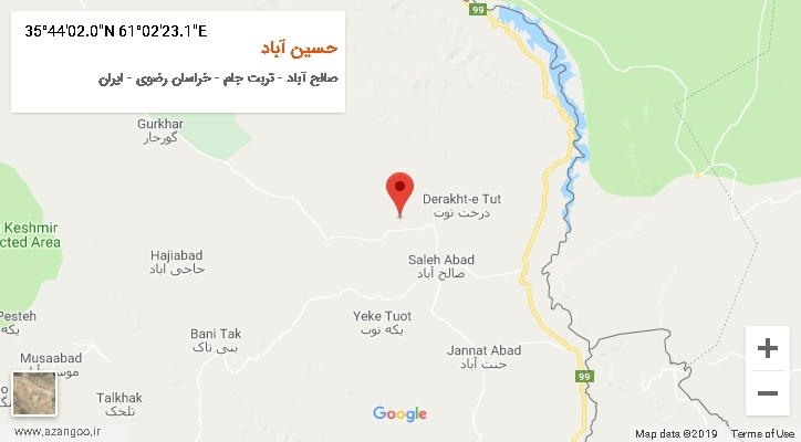 روستای حسین آباد بر روی نقشه