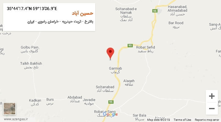 روستای حسین آباد بر روی نقشه