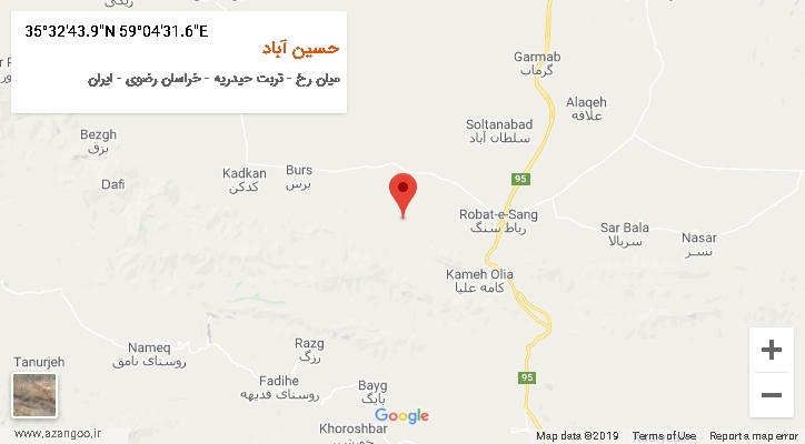 روستای حسین آباد بر روی نقشه