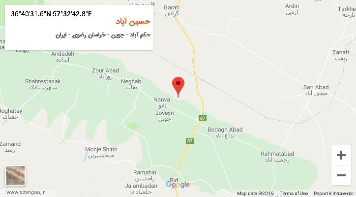 روستای حسین آباد بر روی نقشه