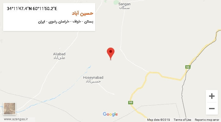روستای حسین آباد بر روی نقشه