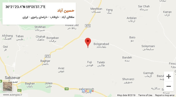 روستای حسین آباد بر روی نقشه