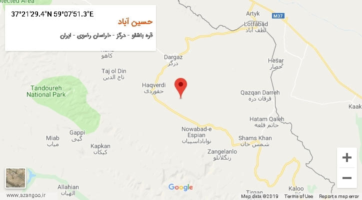روستای حسین آباد بر روی نقشه