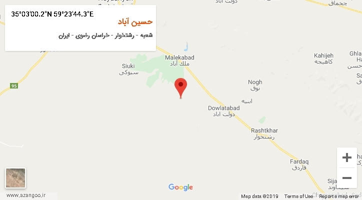 روستای حسین آباد بر روی نقشه