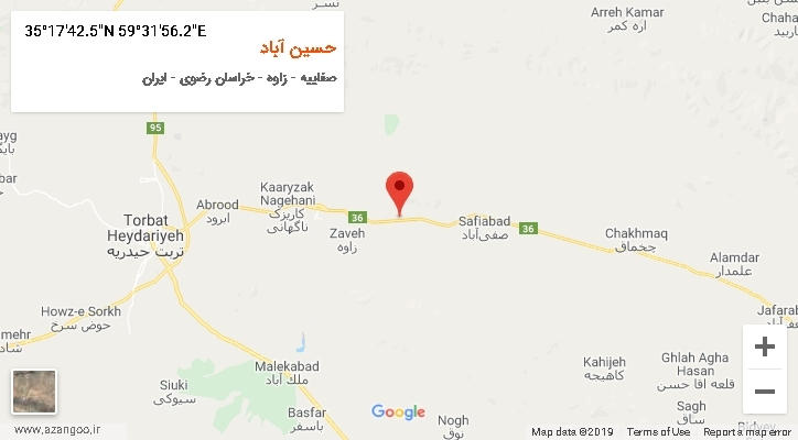روستای حسین آباد بر روی نقشه