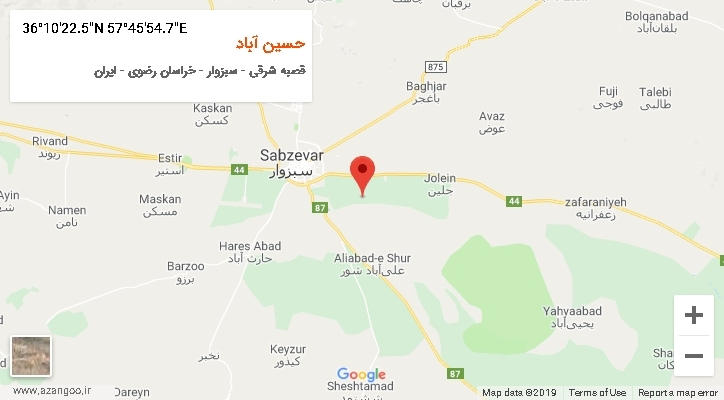 روستای حسین آباد بر روی نقشه