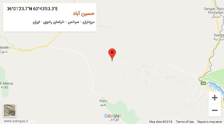 روستای حسین آباد بر روی نقشه