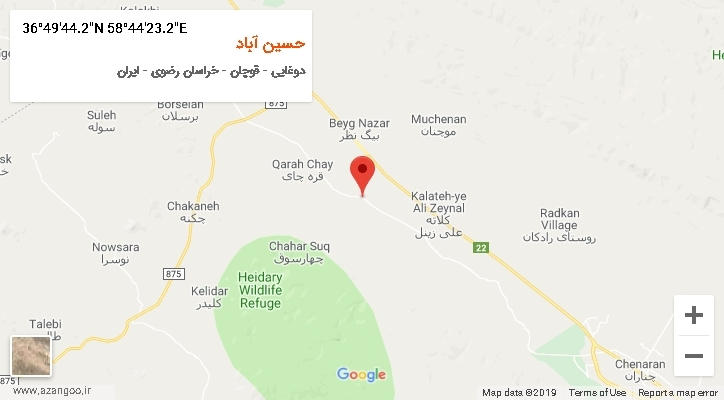 روستای حسین آباد بر روی نقشه