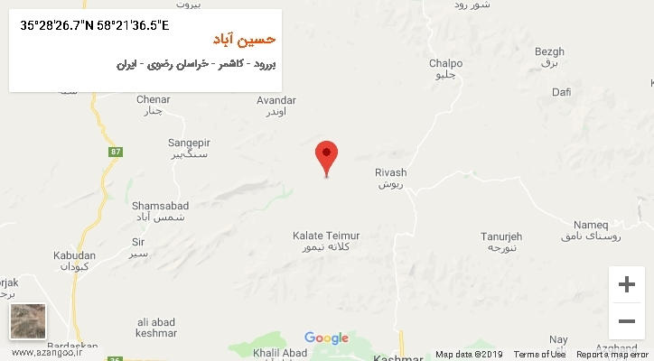 روستای حسین آباد بر روی نقشه