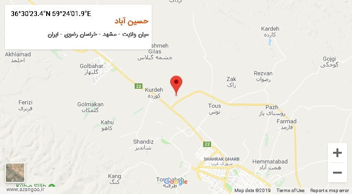 روستای حسین آباد بر روی نقشه