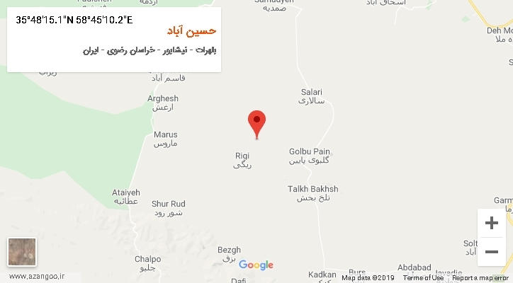 روستای حسین آباد بر روی نقشه