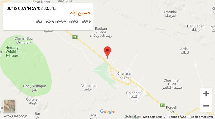 روستای حسین آباد بر روی نقشه