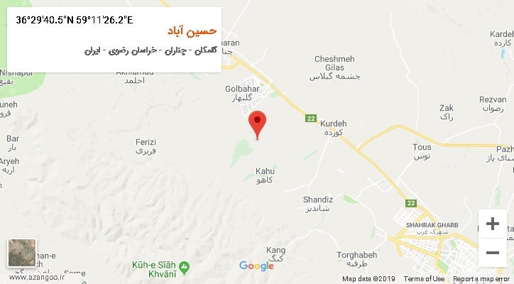روستای حسین آباد بر روی نقشه