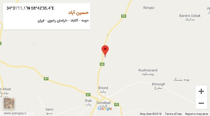 روستای حسین آباد بر روی نقشه
