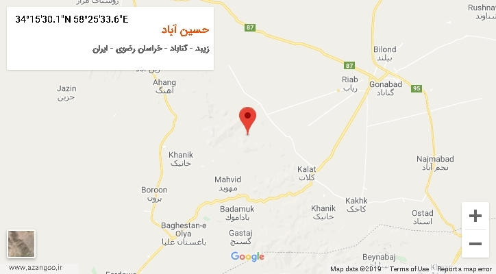 روستای حسین آباد بر روی نقشه