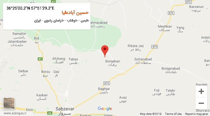 روستای حسین آبادعلیا بر روی نقشه