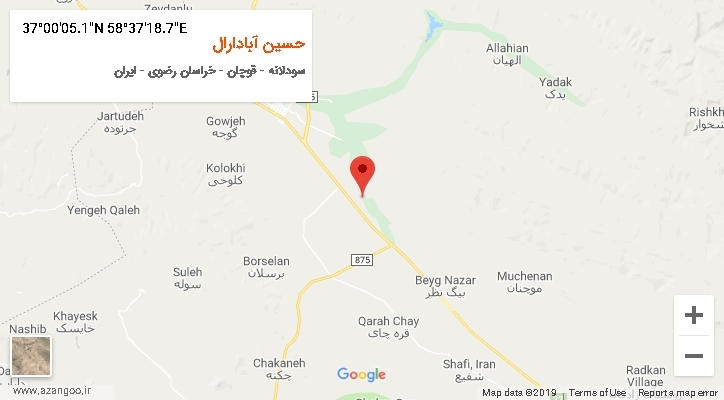 روستای حسین آبادارال بر روی نقشه