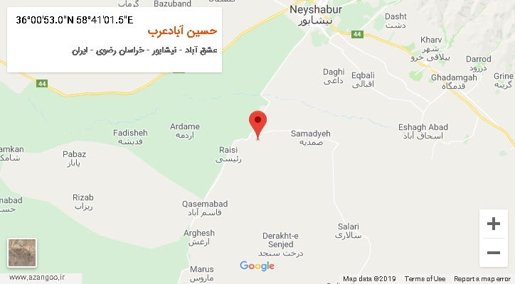 روستای حسین آبادعرب بر روی نقشه