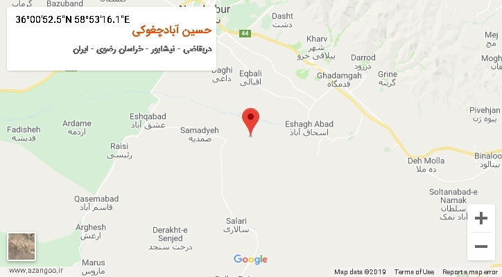 روستای حسین آبادچغوکی بر روی نقشه