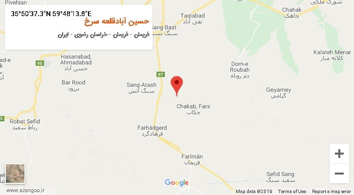 روستای حسین آبادقلعه سرخ بر روی نقشه