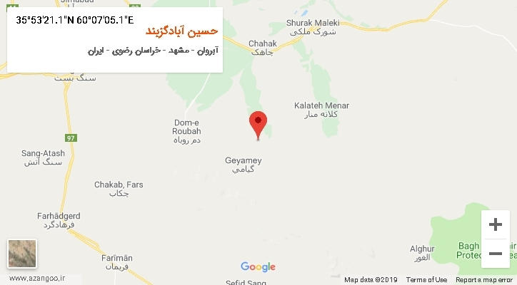 روستای حسین آبادگزبند بر روی نقشه