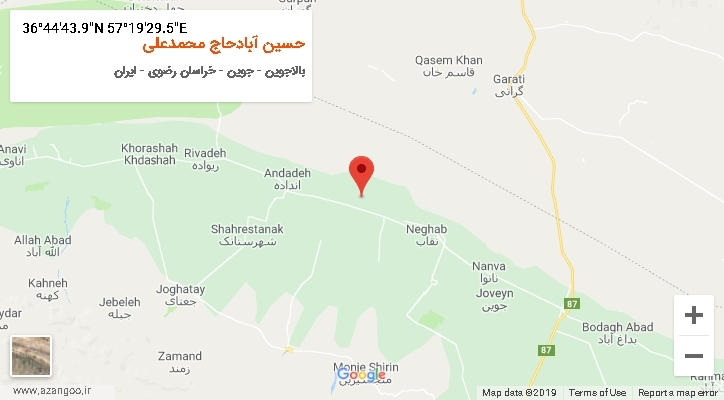 روستای حسین آبادحاج محمدعلی بر روی نقشه