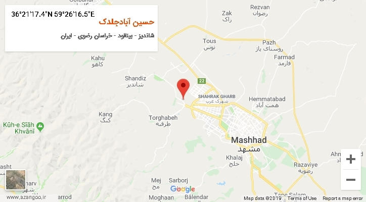 روستای حسین آبادجلدک بر روی نقشه