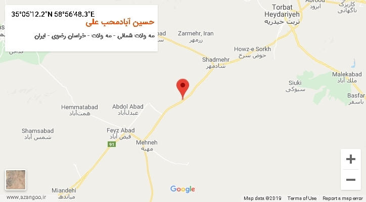 روستای حسین آبادمحب علی بر روی نقشه