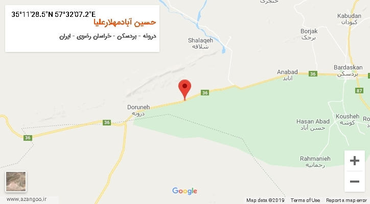 روستای حسین آبادمهلارعلیا بر روی نقشه