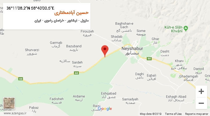 روستای حسین آبادمختاری بر روی نقشه