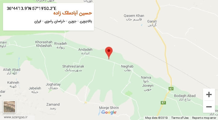 روستای حسین آبادملک زاده بر روی نقشه