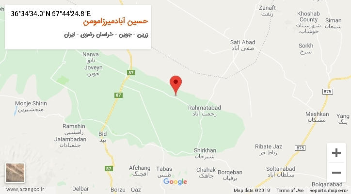 روستای حسین آبادمیرزامومن بر روی نقشه