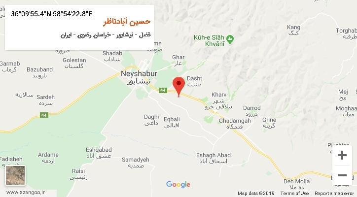 روستای حسین آبادناظر بر روی نقشه