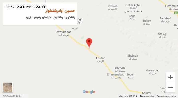 روستای حسین آبادرشتخوار بر روی نقشه
