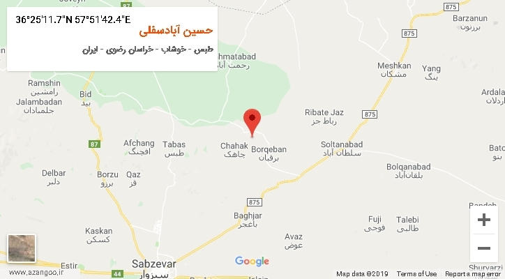 روستای حسین آبادسفلی بر روی نقشه