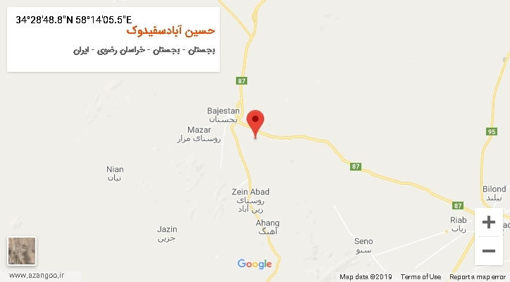 روستای حسین آبادسفیدوک بر روی نقشه