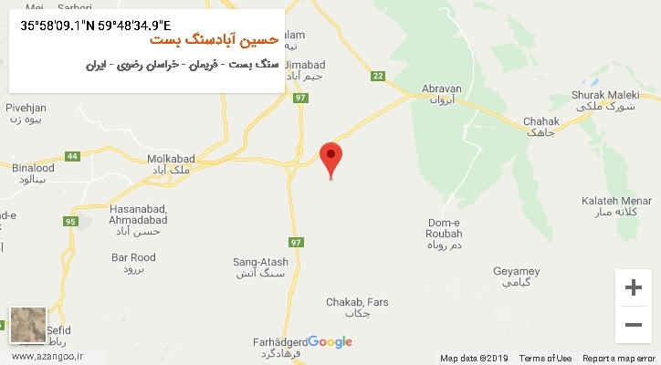 روستای حسین آبادسنگ بست بر روی نقشه