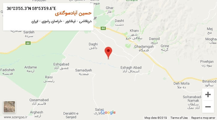 روستای حسین آبادسوگندی بر روی نقشه