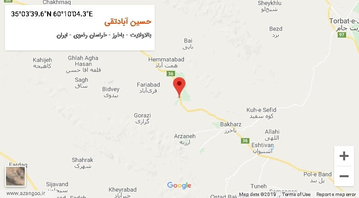 روستای حسین آبادتقی بر روی نقشه