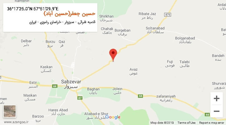 روستای حسین جعفر(حسین آباد) بر روی نقشه