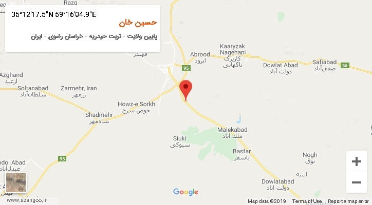 روستای حسین خان بر روی نقشه