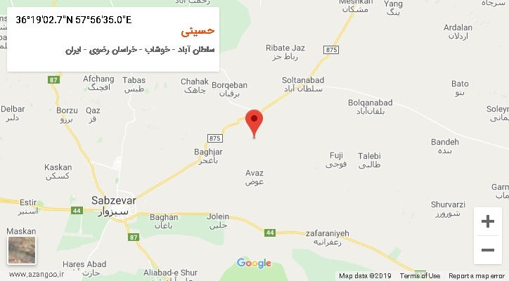 روستای حسینی بر روی نقشه